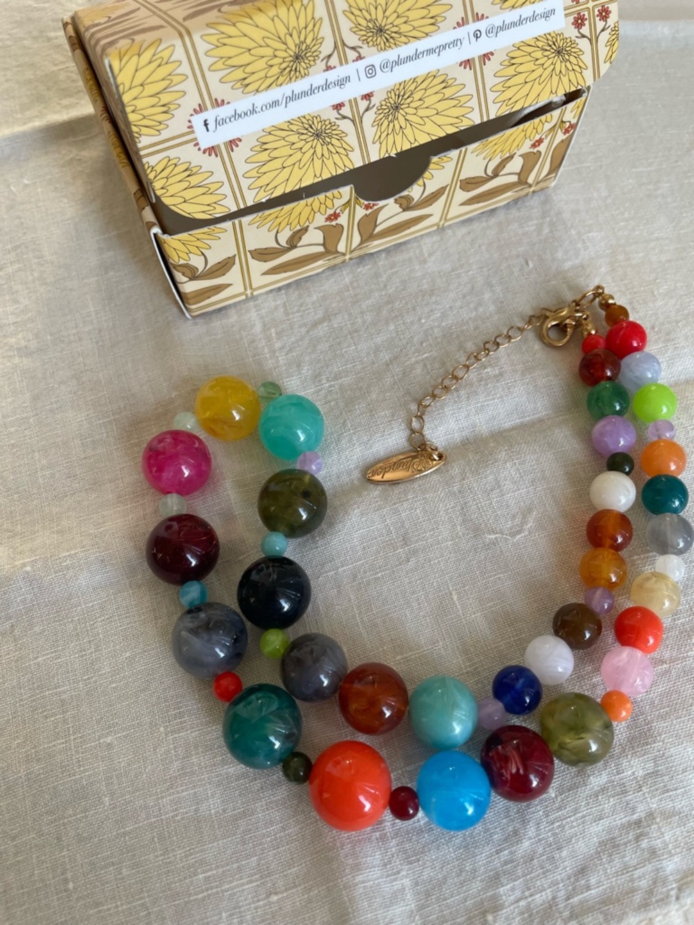 NIB Plunder Design Multicolor Beaded Boho Necklace - Colorful Statement Jewelry - Picture 2 of 6